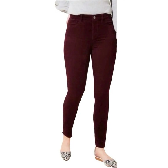 LOFT Made and Loved Burgundy Maroon Soft Skinny Pants Jeans size 2P | 26 Petite - Picture 2 of 8